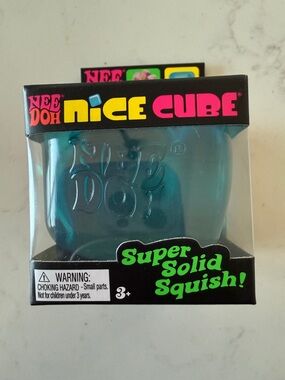 Nee Doh Nice Cube Super Solid Squish - Teal Blue